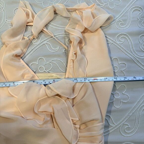 Ceremony by Joanna August Lacy Ruffle Trim Wrap Chiffon Gown Dress Size XS - Picture 11 of 13